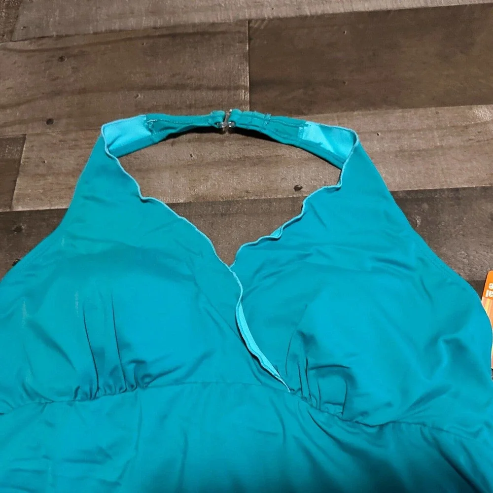 NEW TROPICAL‎ ONE PIECE TIER Lake Blue SWIMSUIT PLUS SIZE 18W